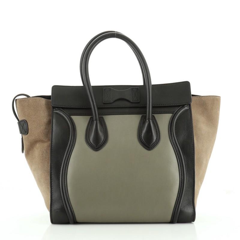Gray Celine Tricolor Luggage Handbag Leather Mini