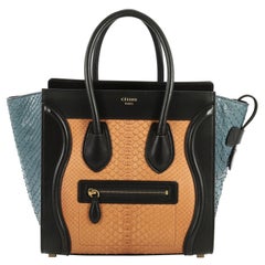 Celine Tricolor Luggage Handbag Python and Leather Micro