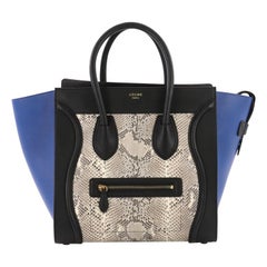 Celine Tricolor Luggage Handbag Python and Leather Mini