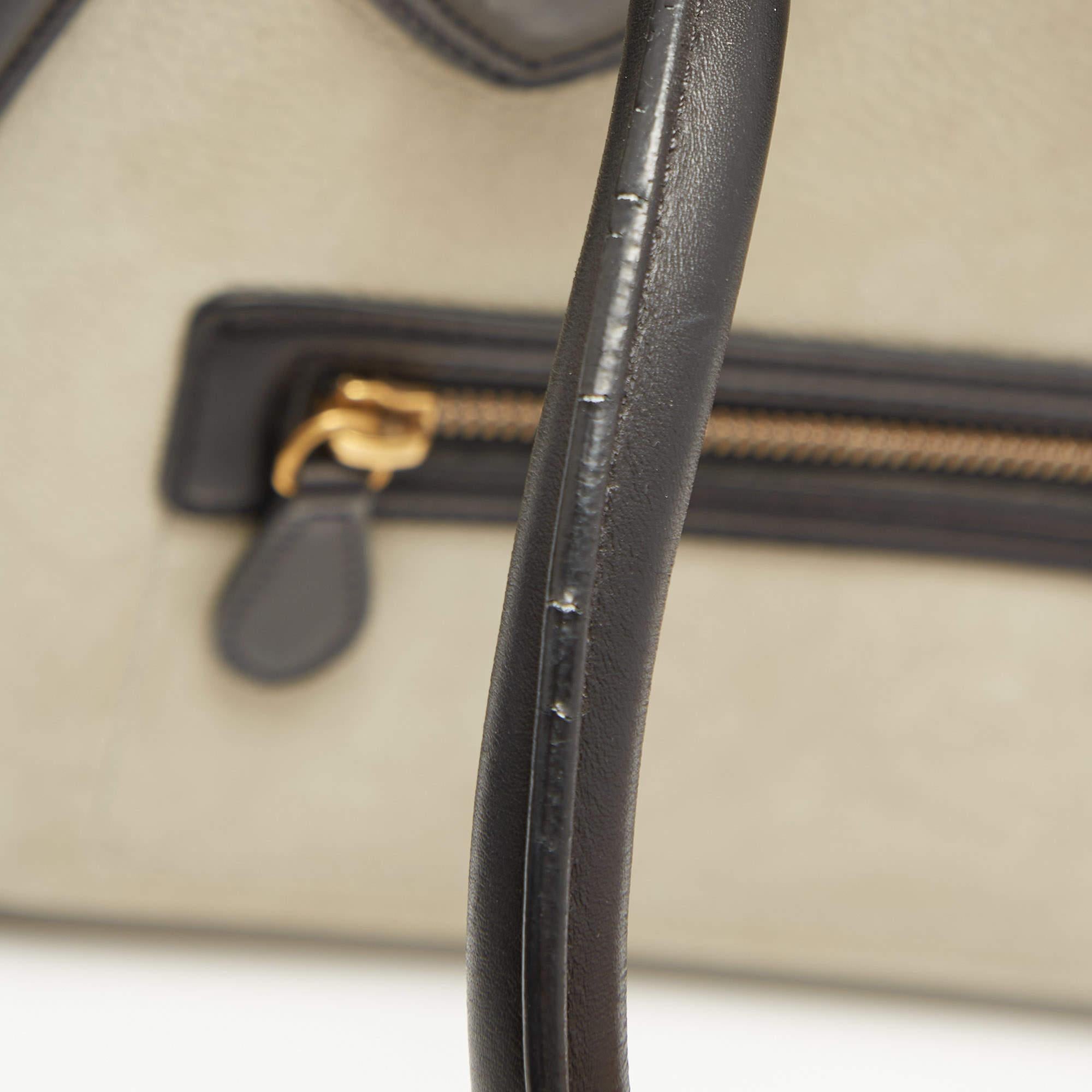 Celine Tricolor Nubuck and Leather Mini Luggage Tote 12