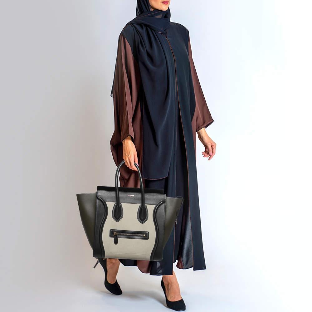 Celine Tricolor Nubuck and Leather Mini Luggage Tote In Good Condition In Dubai, Al Qouz 2