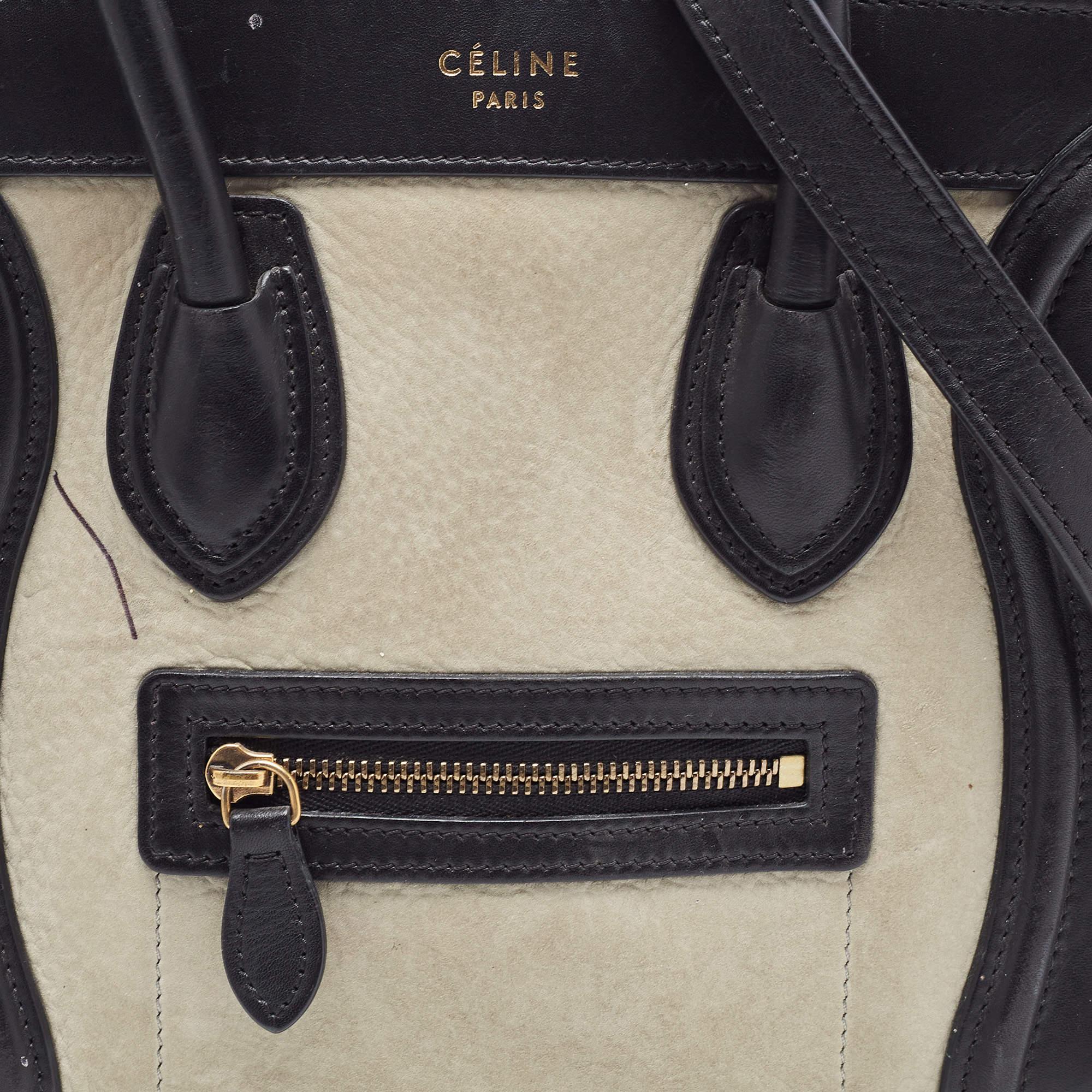 Women's Celine Tricolor Nubuck and Leather Mini Luggage Tote For Sale