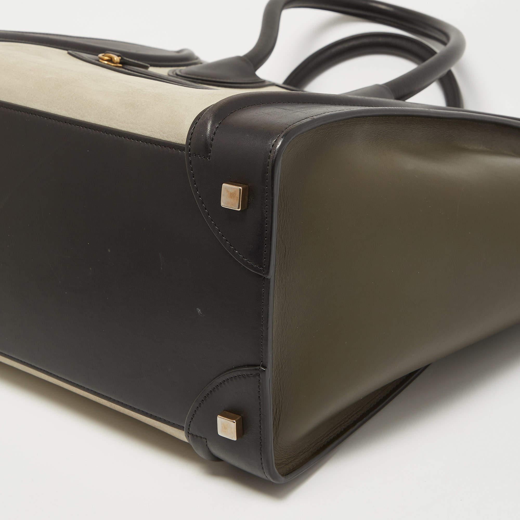 Celine Tricolor Nubuck and Leather Mini Luggage Tote 3