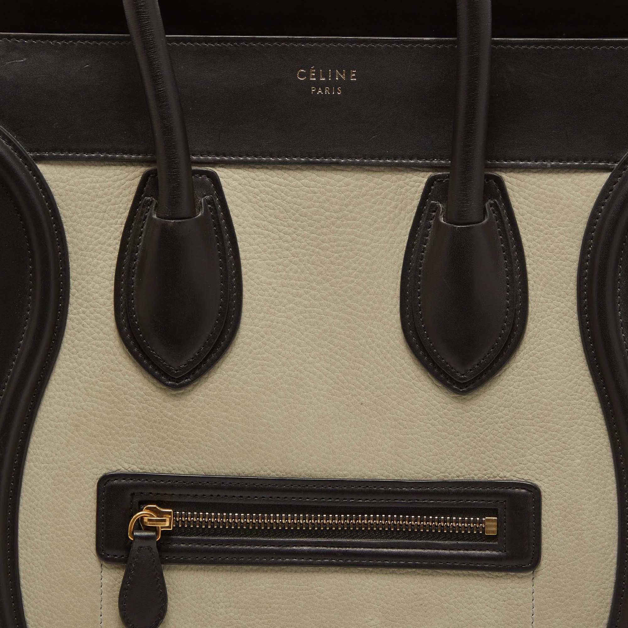 Celine Tricolor Nubuck and Leather Mini Luggage Tote 4
