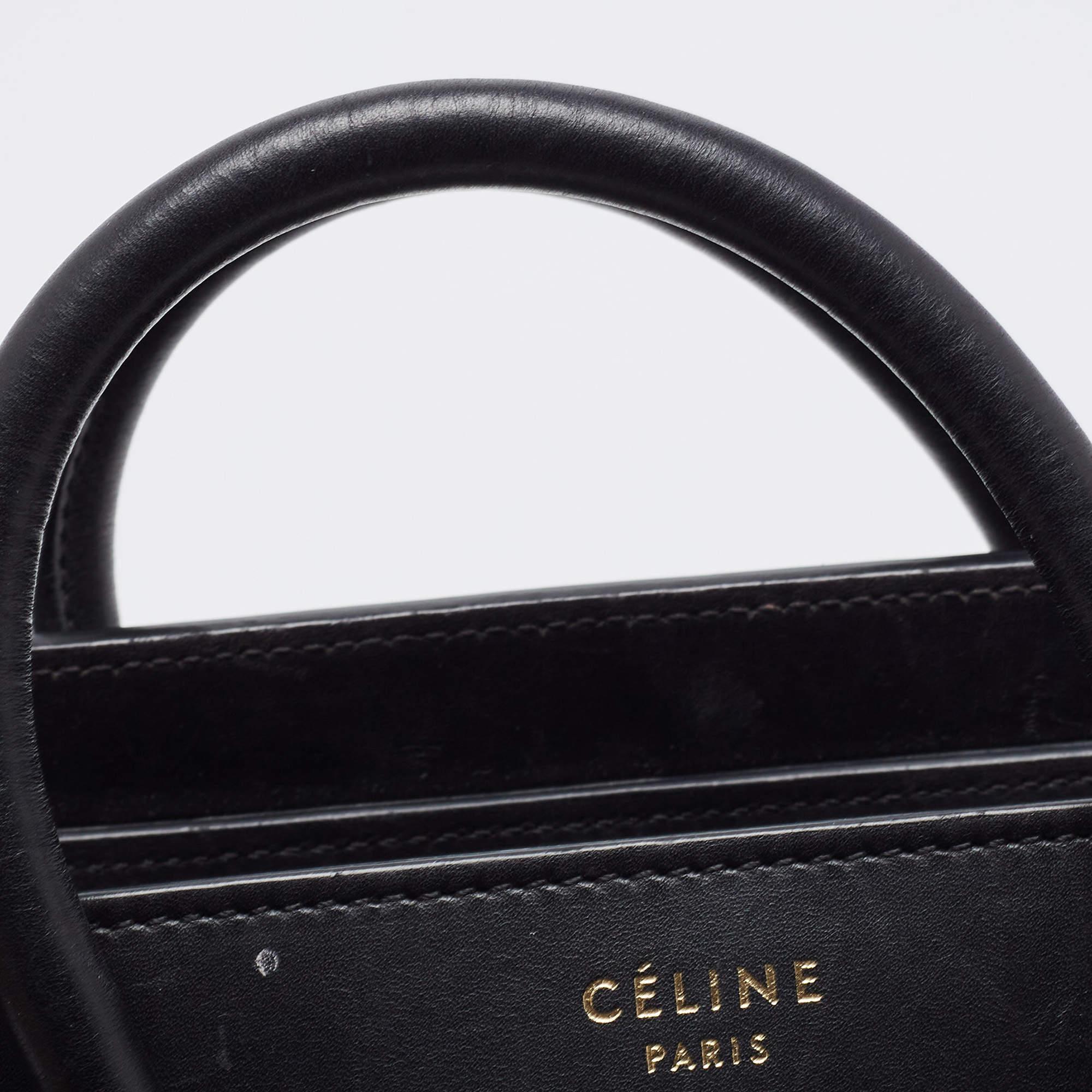Celine - Mini sac cabas en cuir et nubuck tricolore en vente 4
