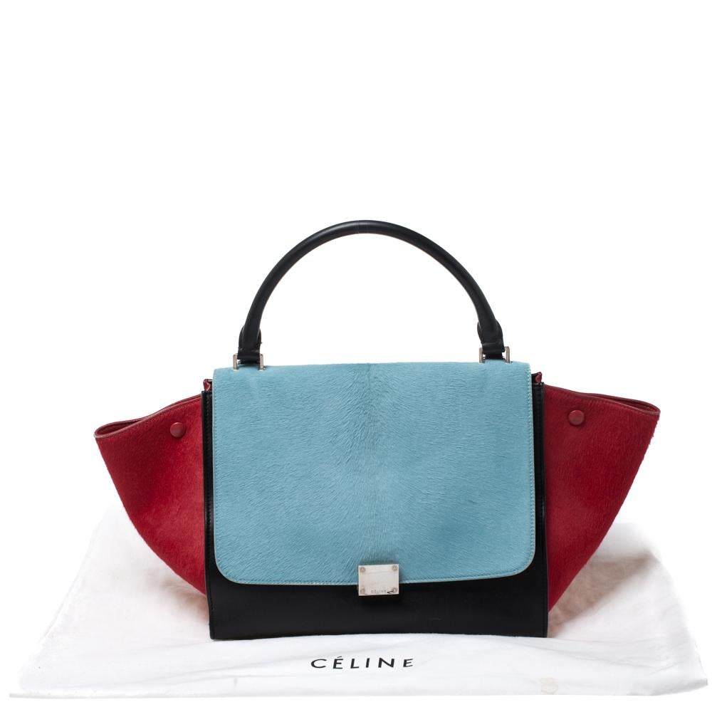 Celine Tricolor Pony Hair and Leather Medium Trapeze Bag 3