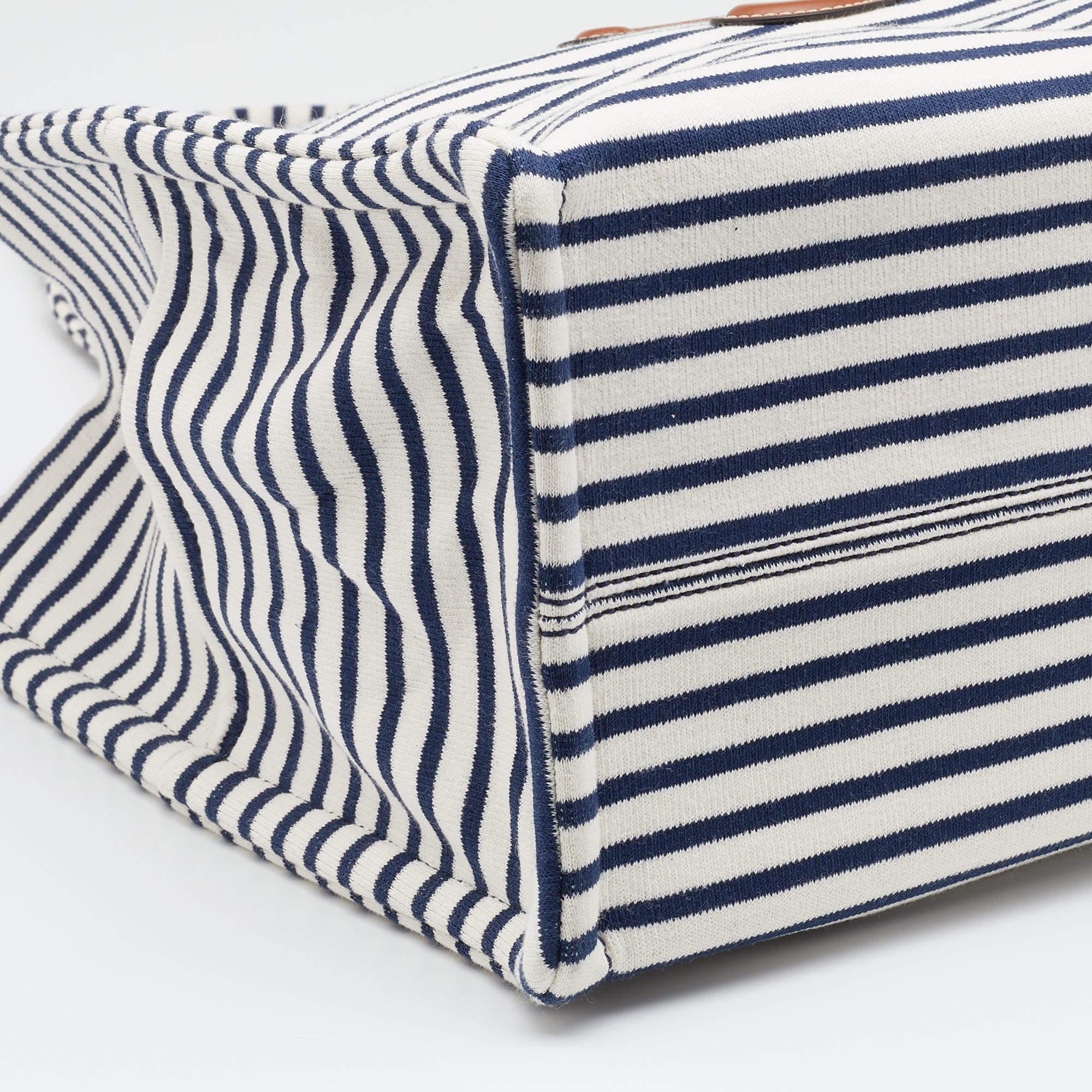 Celine Tricolor Striped Fabric and Leather Large Cabas Thais Tote 3