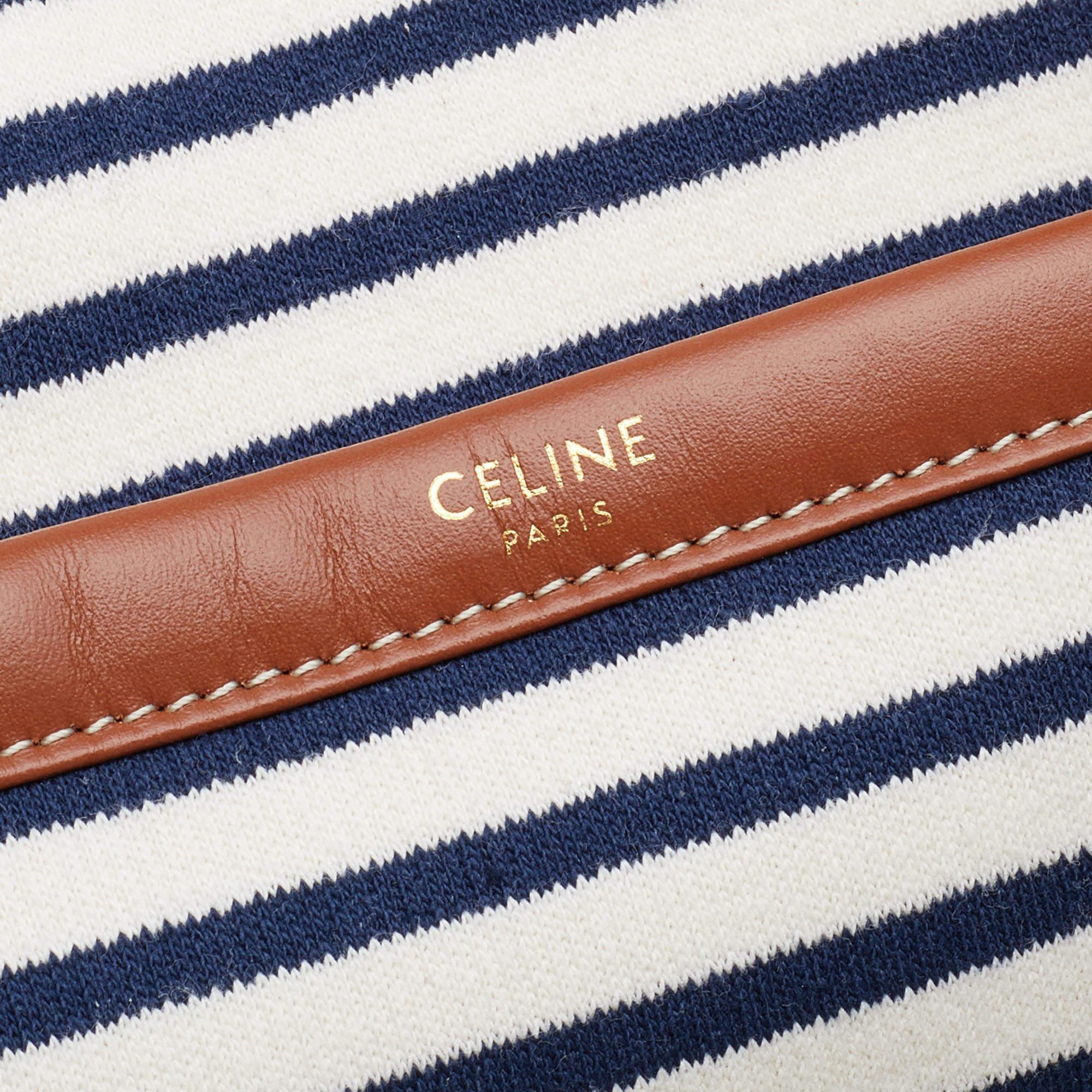 Celine Tricolor Striped Fabric and Leather Large Cabas Thais Tote 1