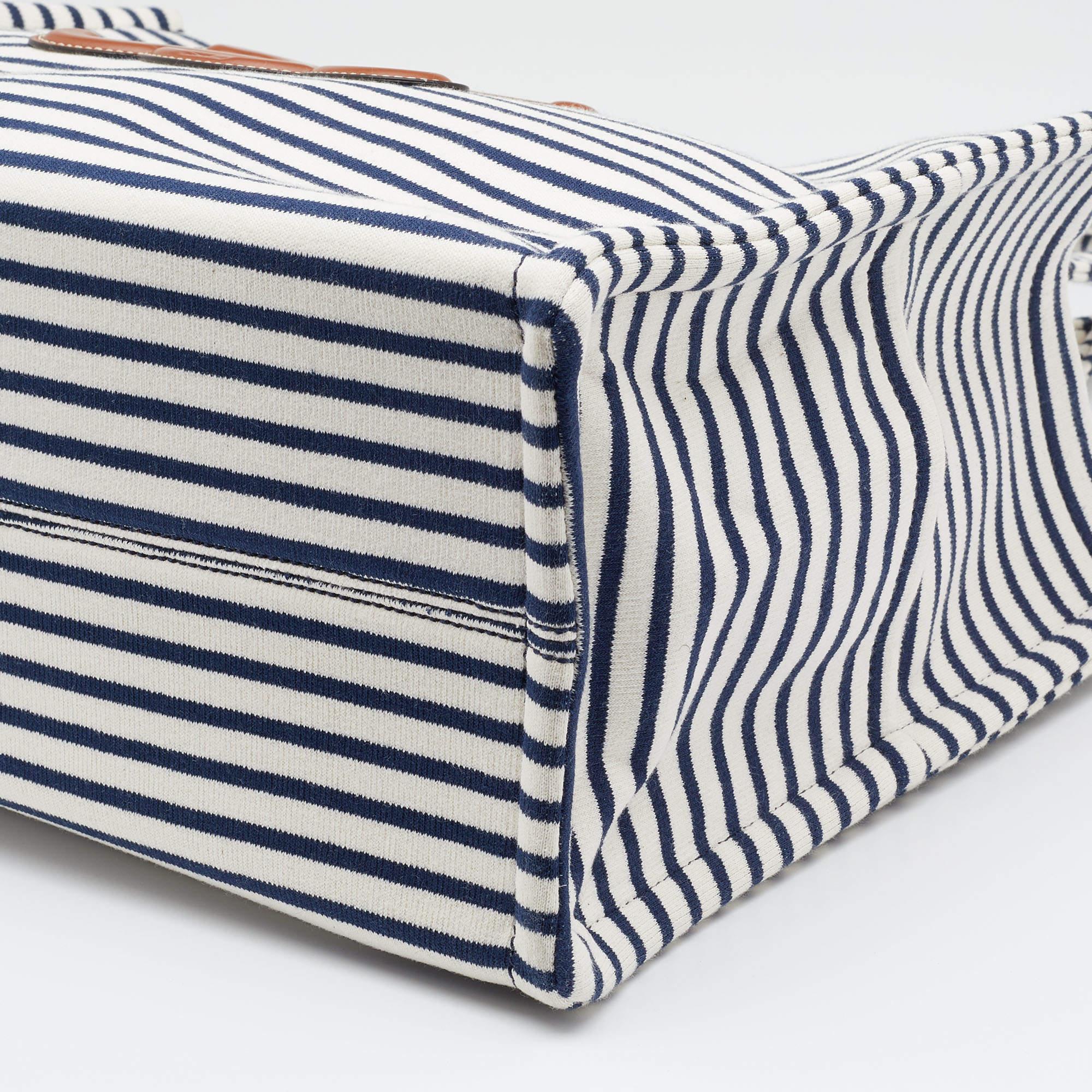 Celine Tricolor Striped Fabric and Leather Large Cabas Thais Tote 2