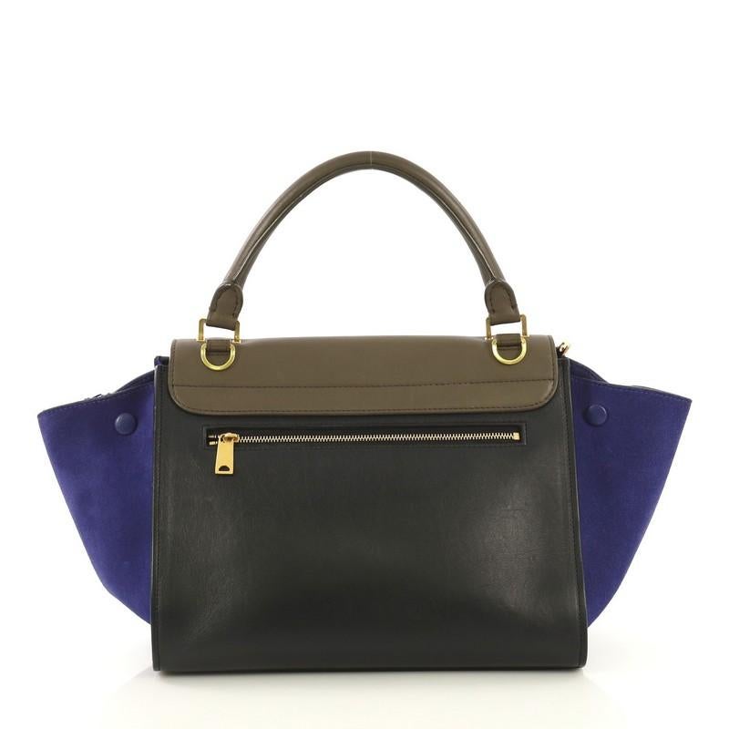 Black Celine Tricolor Trapeze Handbag Leather Medium