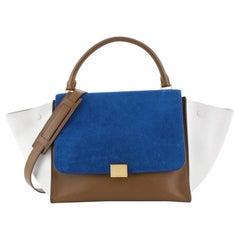 Celine Tricolor Trapeze Handbag Suede Medium