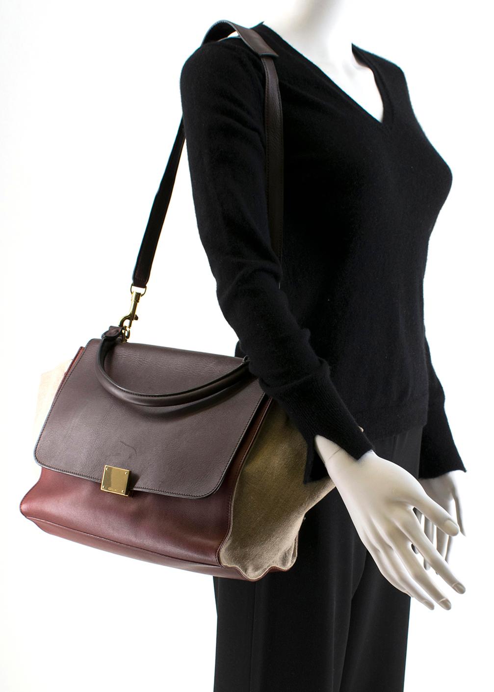 Celine Tricolour Leather & Canvas Trapeze Bag For Sale 1