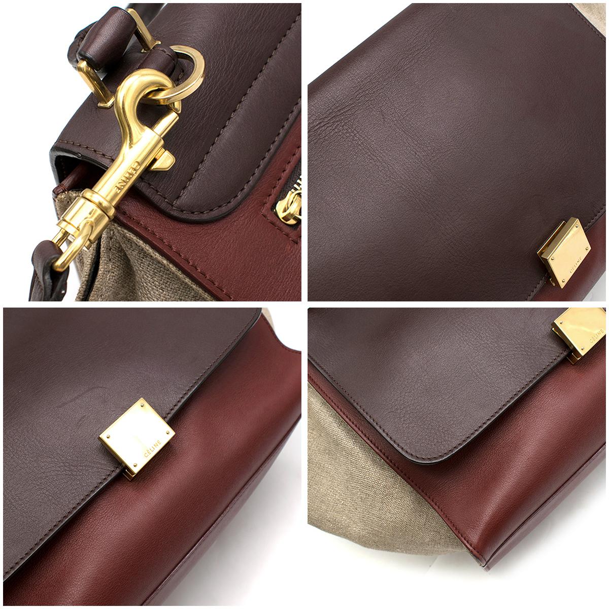 Celine Tricolour Leather & Canvas Trapeze Bag For Sale 2