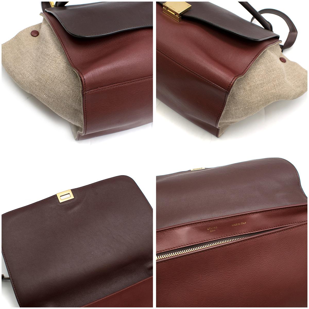Celine Tricolour Leather & Canvas Trapeze Bag For Sale 3