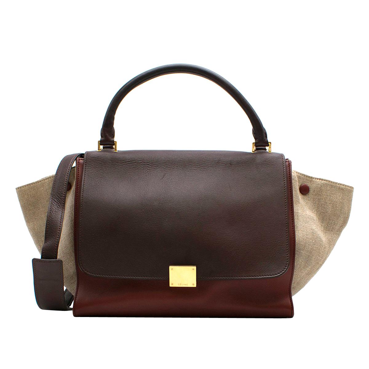 Celine Tricolour Leather & Canvas Trapeze Bag For Sale