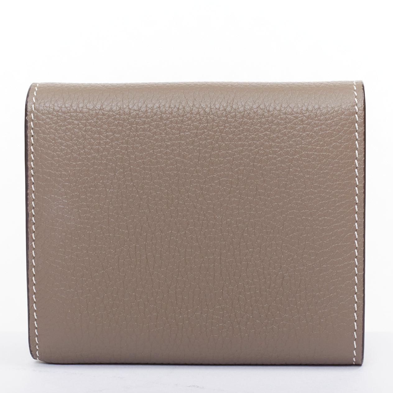 Giallo CELINE Trifold Compact Dune drummed calfskin yellow lined folded wallet in vendita