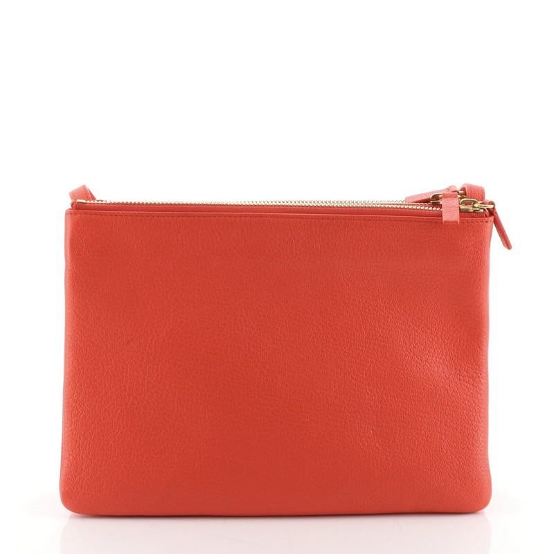 Red Celine Trio Crossbody Bag Leather Large