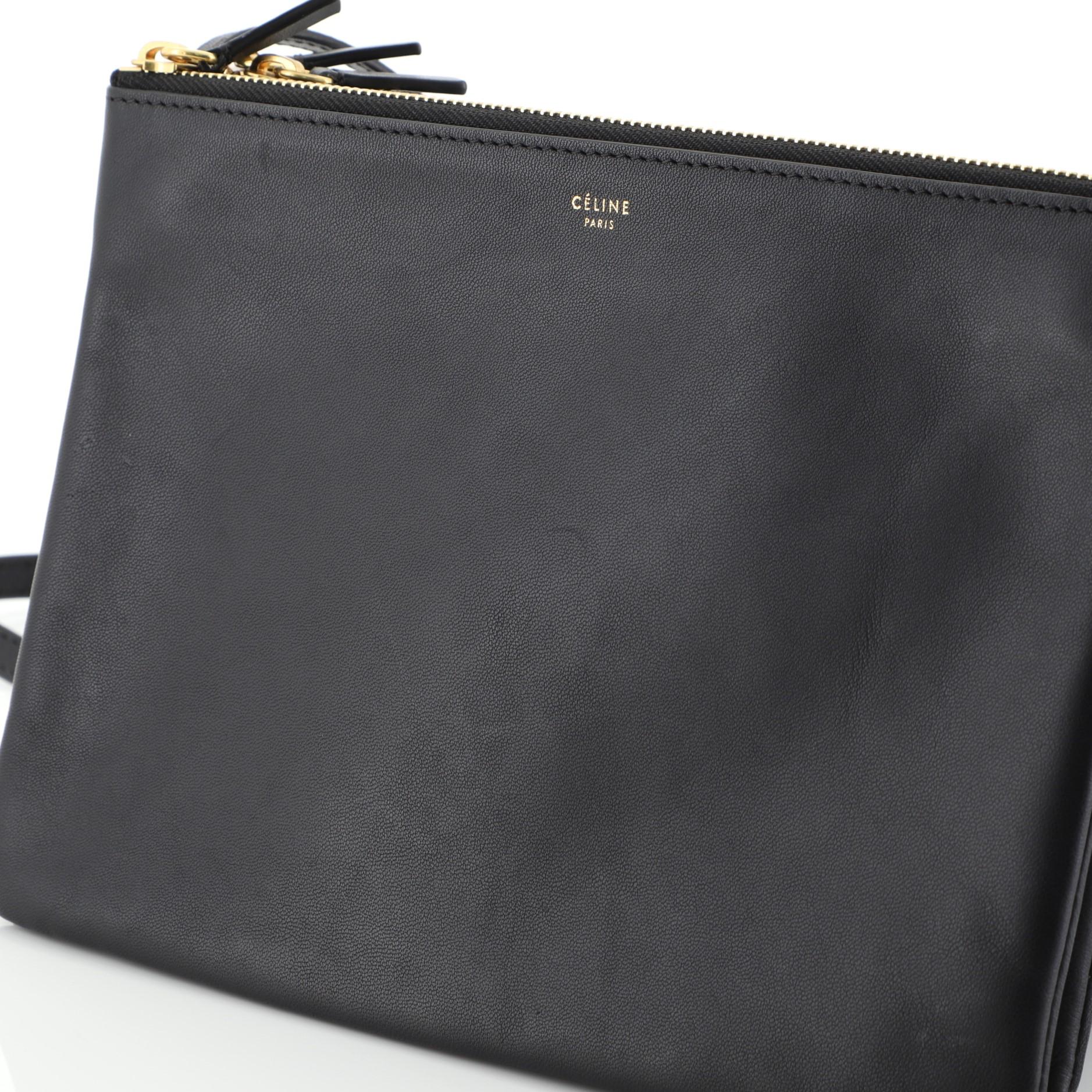 Celine Trio Crossbody Bag Leather Large In Good Condition In NY, NY