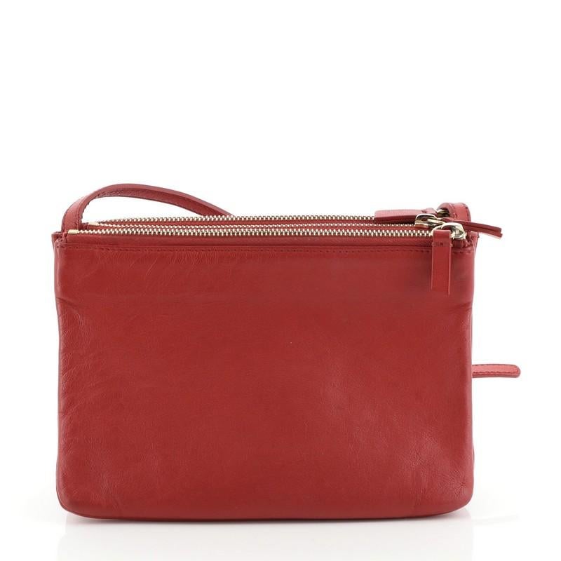 Red Celine Trio Crossbody Bag Leather Small 