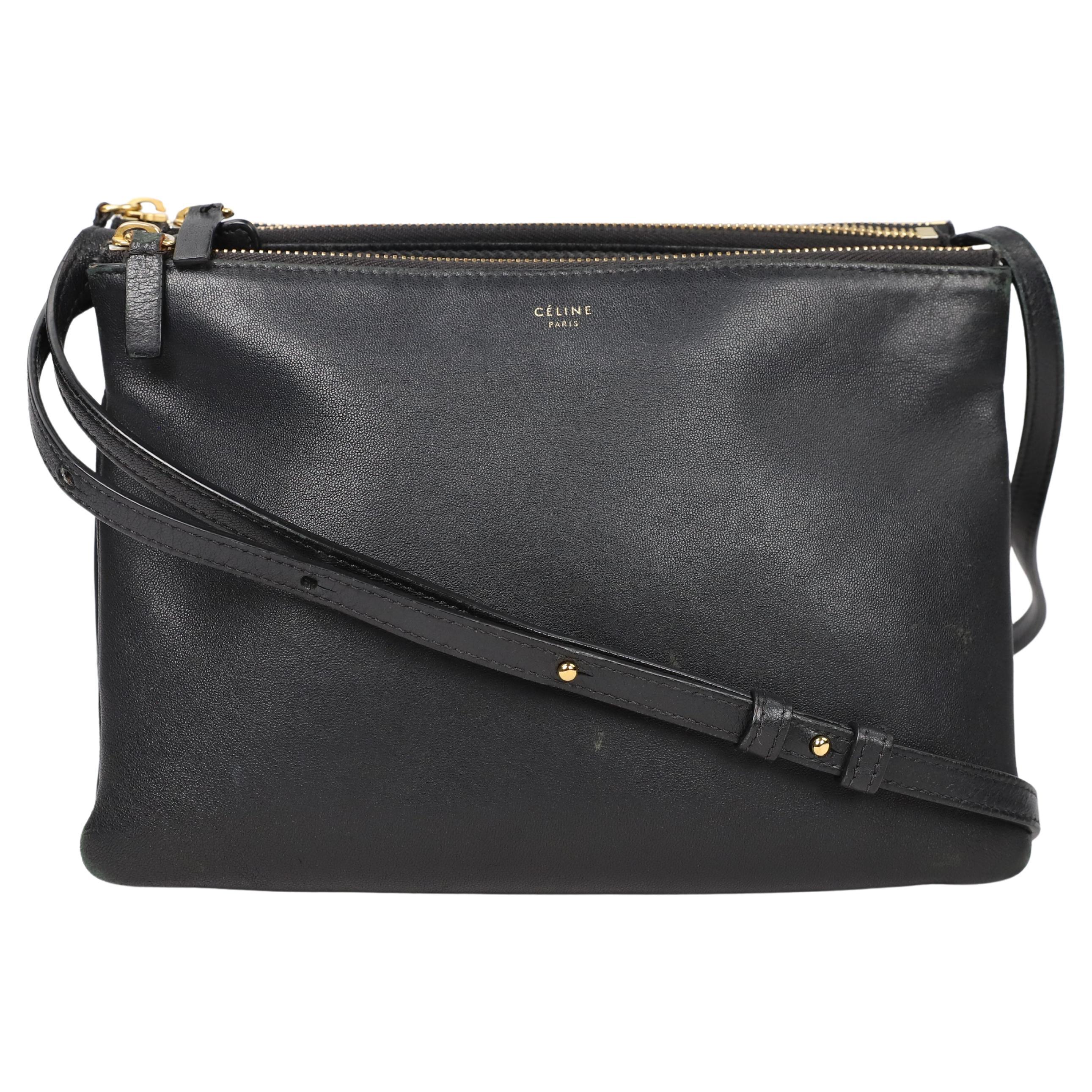 Celine Trio leather crossbody bag For Sale at 1stDibs
