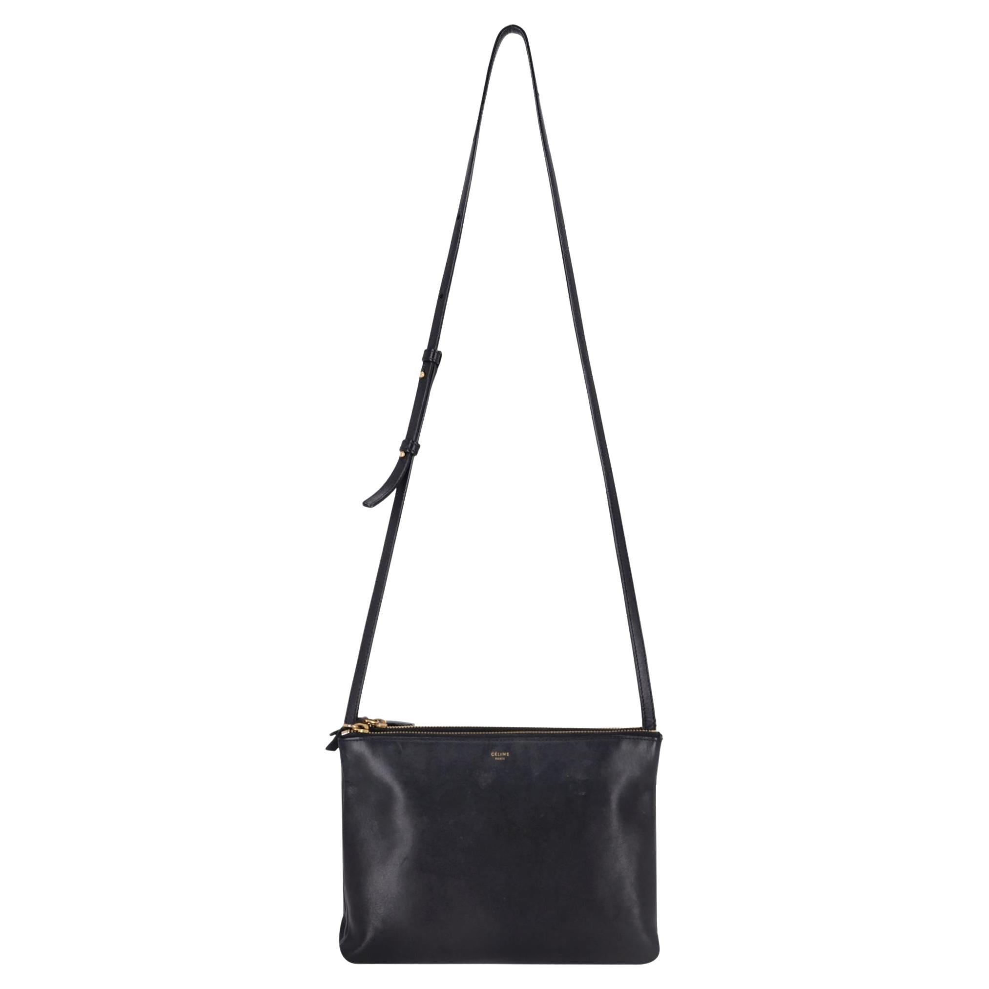 Celine Trio Große Crossbody-Tasche aus Leder