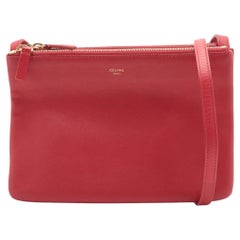 Sac à bandoulière en cuir Trio de Celine, rouge