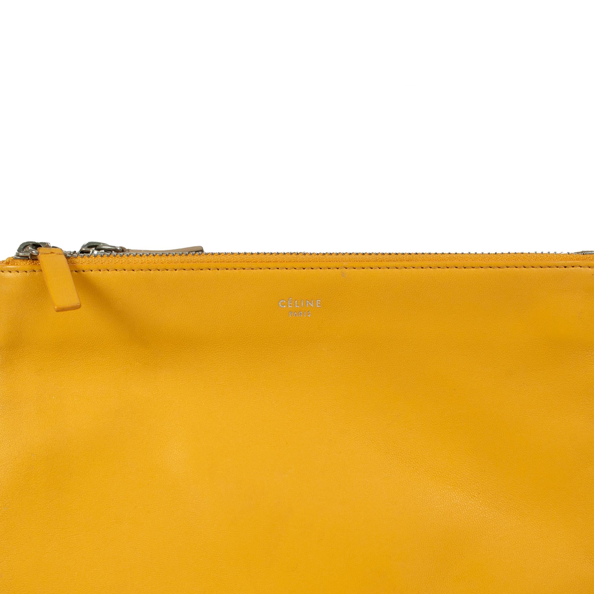 Celine Trio Neutral Multitone Colors Soft Leather Crossbody Bag in vendita 8