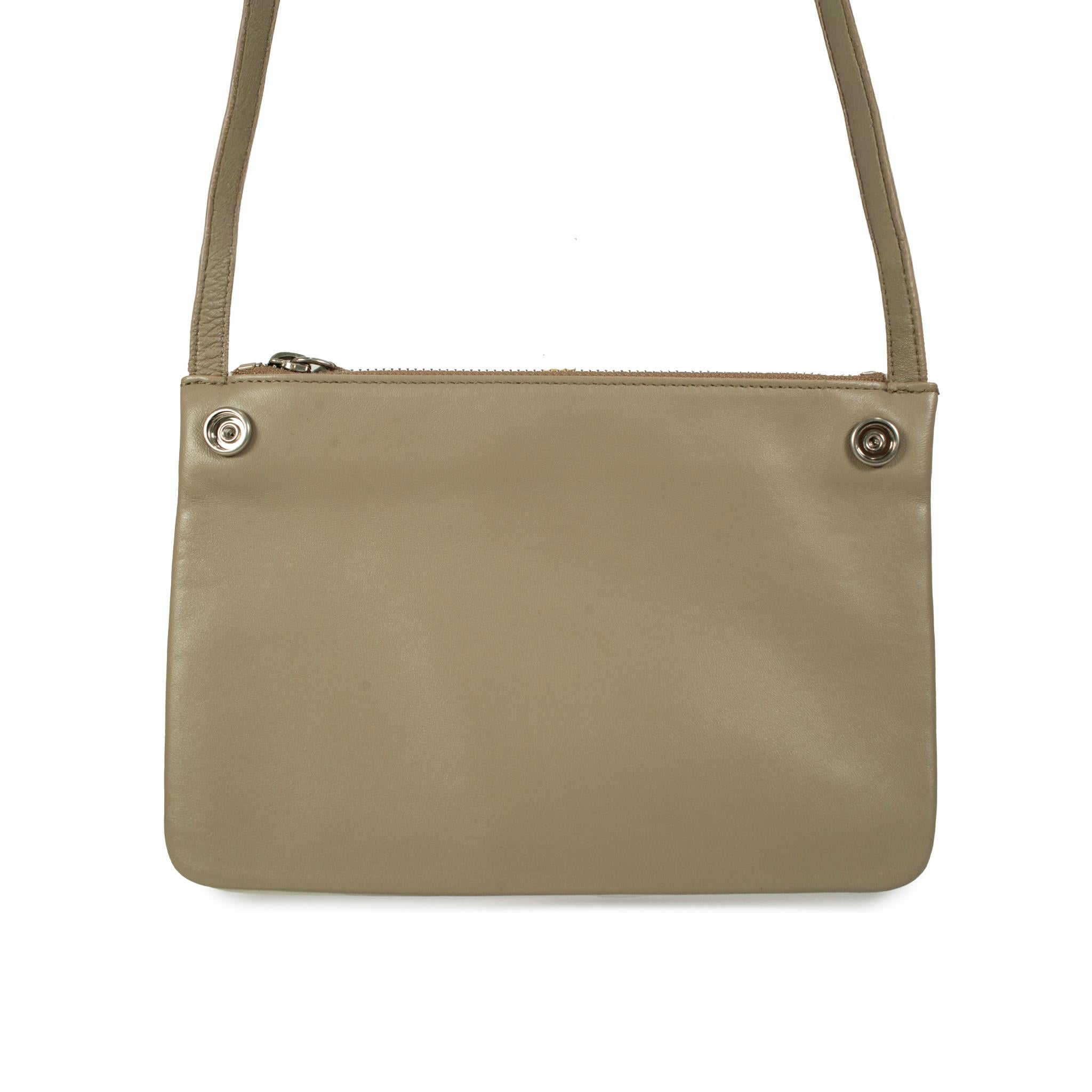 Celine Trio Neutral Multitone Colors Soft Leather Crossbody Bag in vendita 4