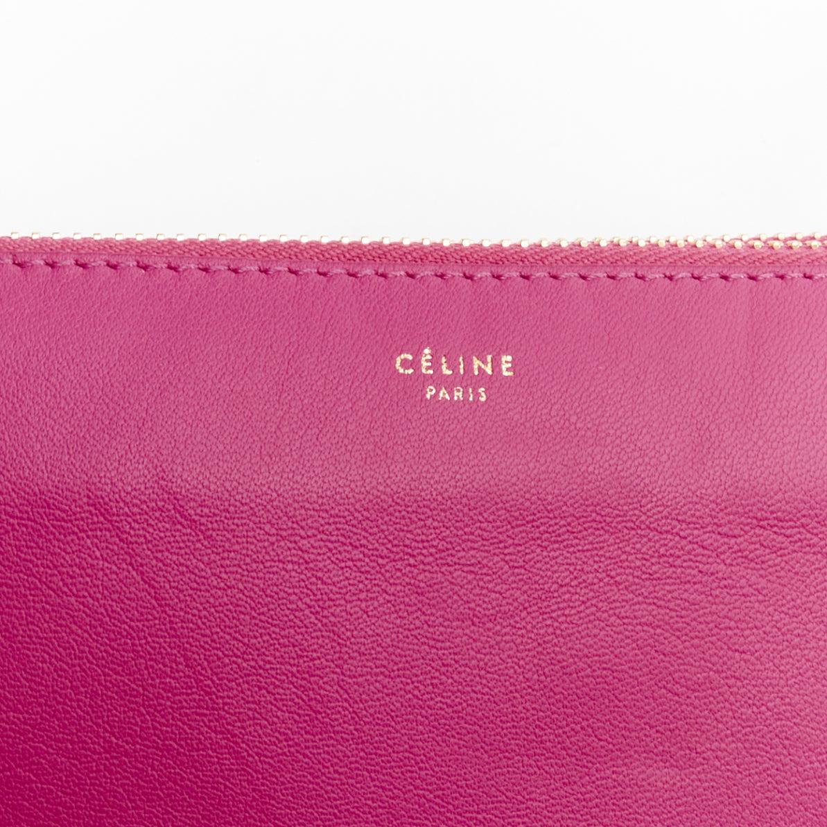 Céline Trio sac bandoulière à bandoulière détachable en cuir souple rose en vente 3