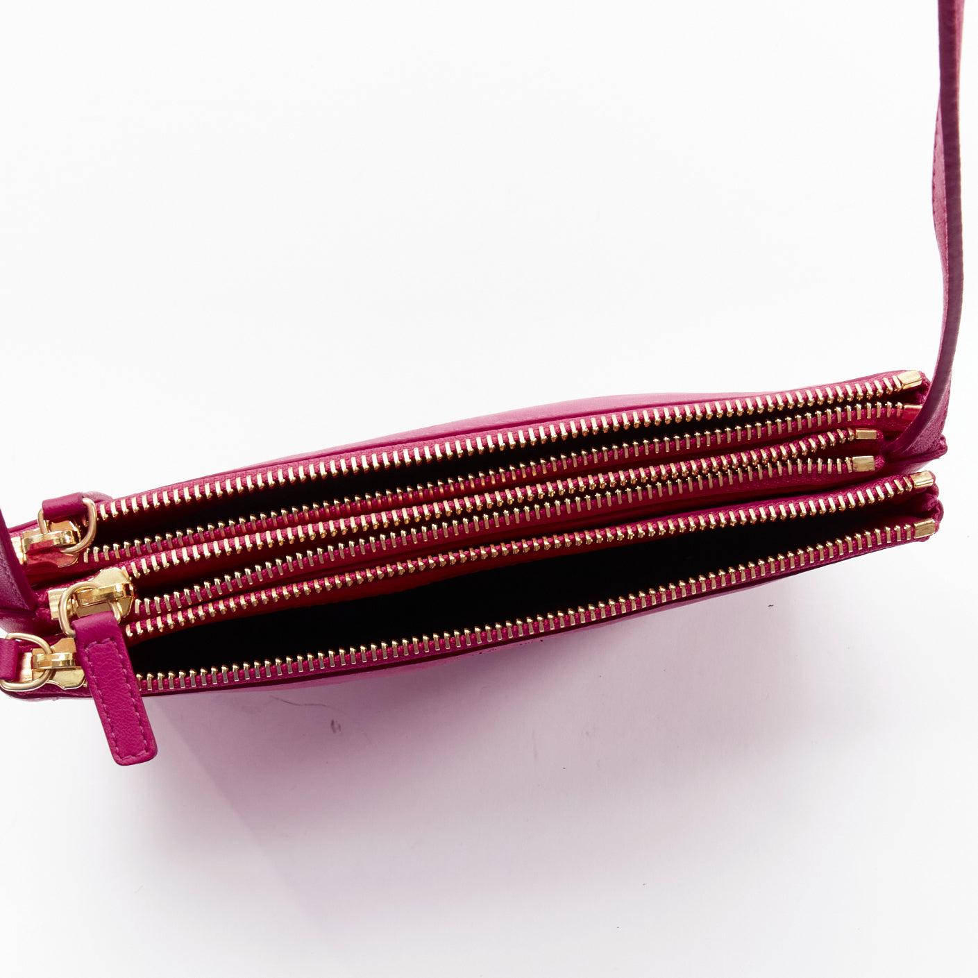 Céline Trio sac bandoulière à bandoulière détachable en cuir souple rose en vente 5
