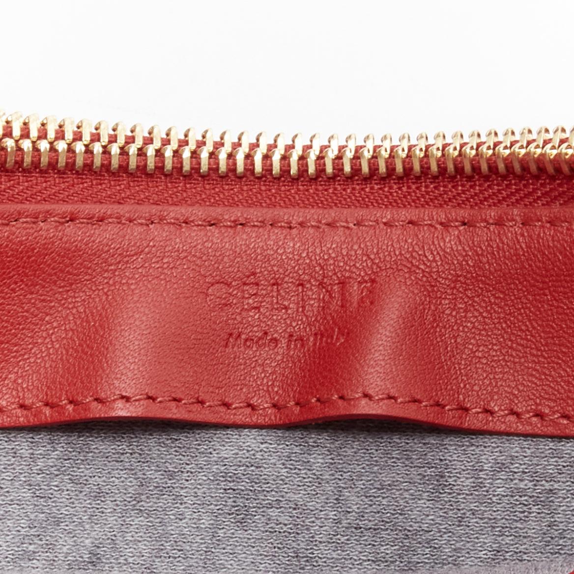 CELINE Trio red soft leather detachable shoulder strap medium pouch bag For Sale 7