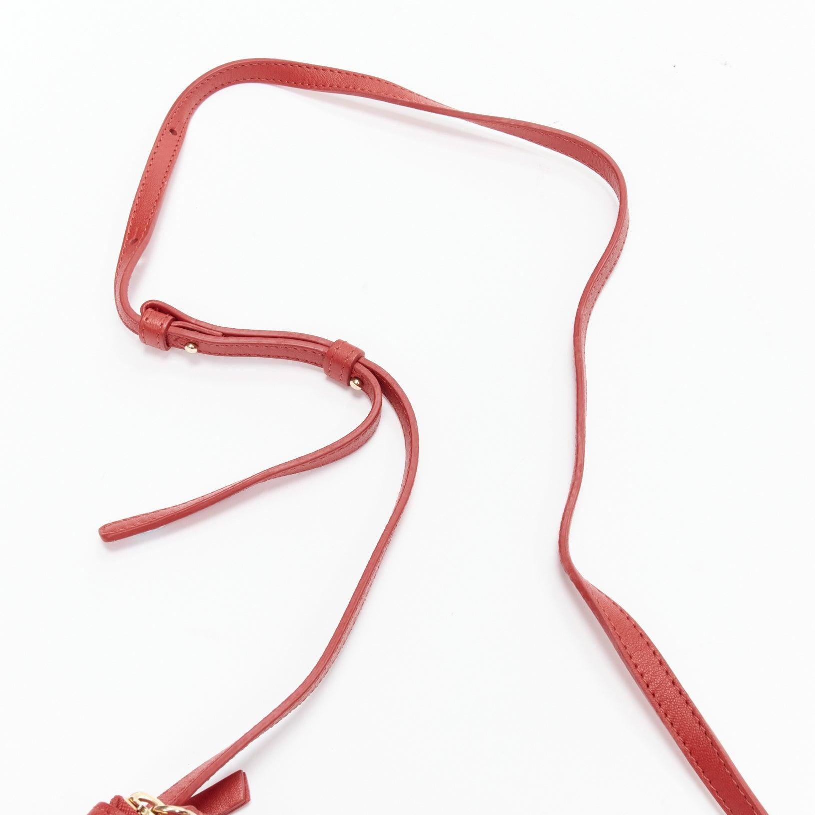 CELINE Trio red soft leather detachable shoulder strap medium pouch bag For Sale 3