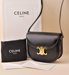 Céline Triomphe Besace Clea Calfskin Black Handbag