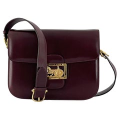 CELINE Triomphe Bordeaux Sac à main en cuir Circa 1990