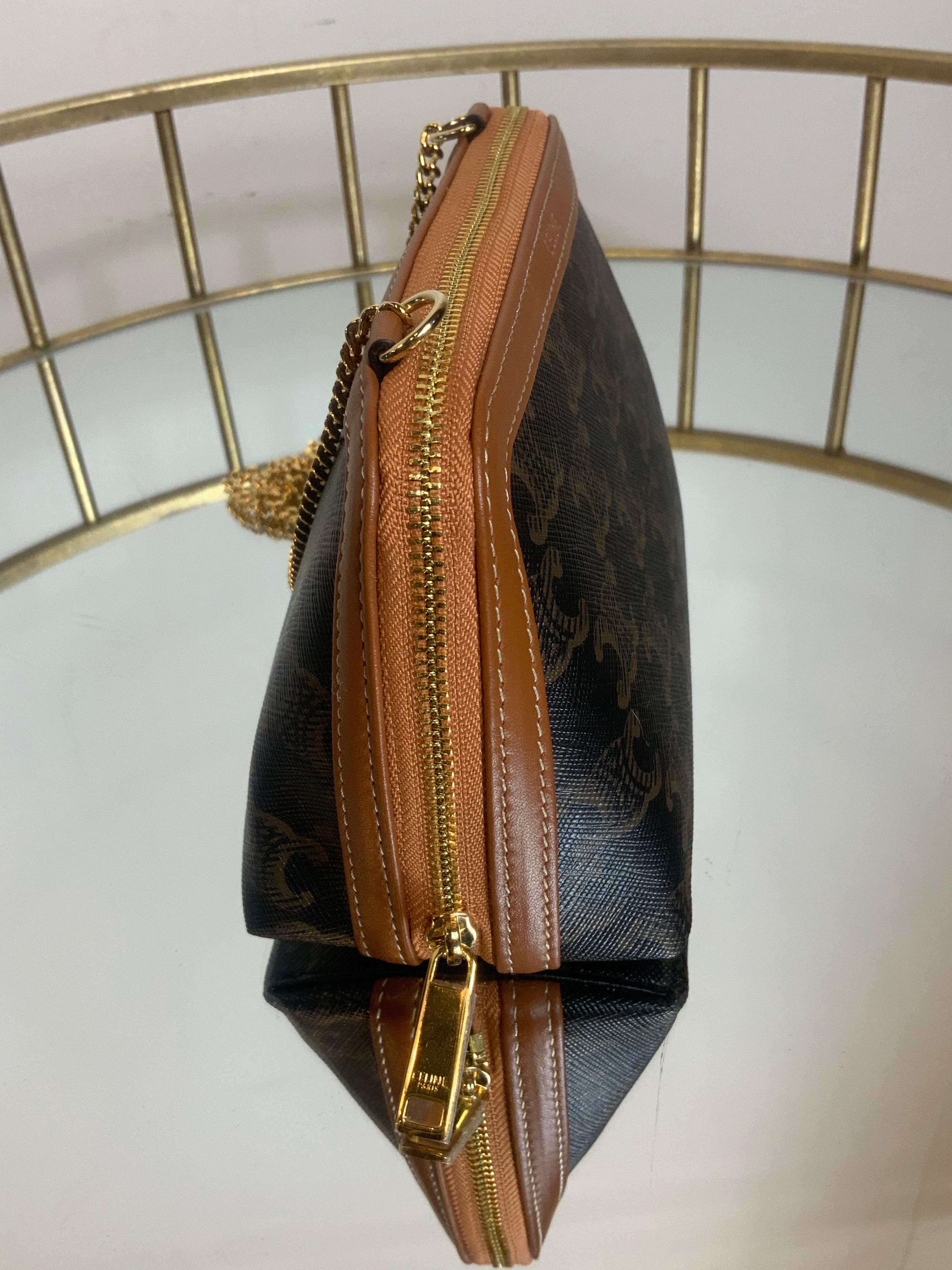 Women's or Men's Celine triomphe canvas, lambskin and gold hardware Shoulder Bag