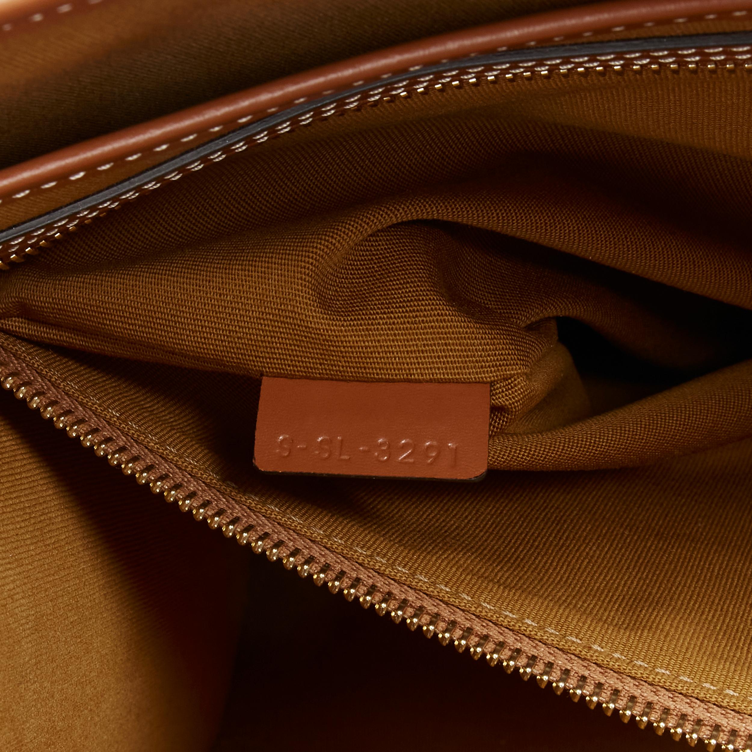 CELINE Triomphe Canvas tan brown calfskin trim Horizontal Cabas tote bag 4