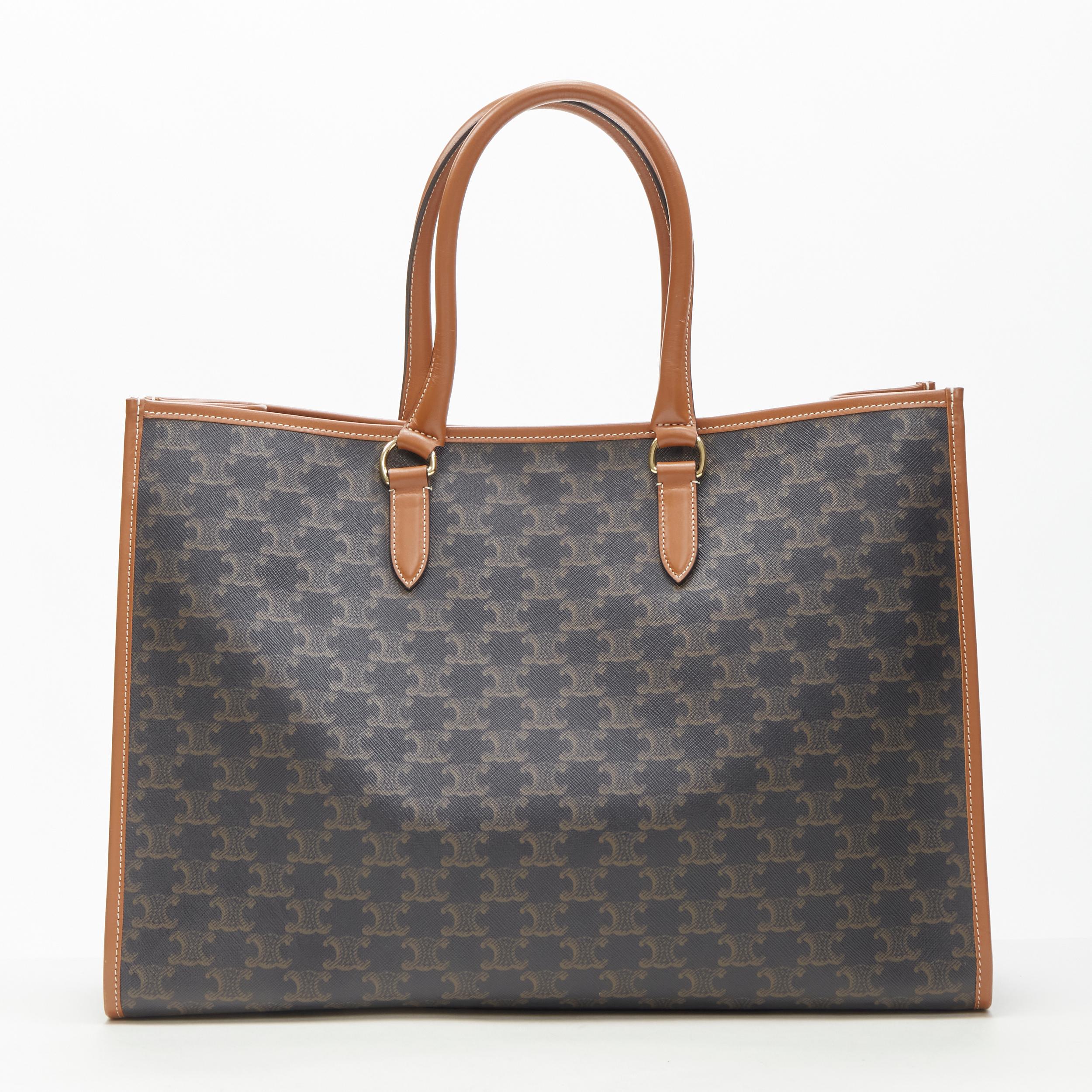 celine horizontal cabas in triomphe canvas and calfskin