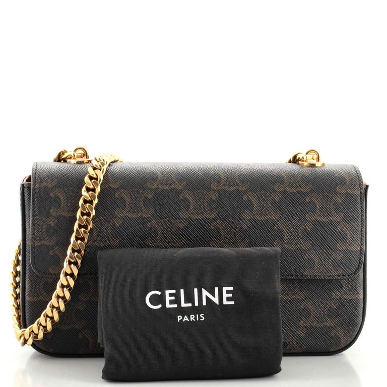 Celine Triomphe Chain Shoulder Bag Triomphe Coated Canvas Small at 1stDibs