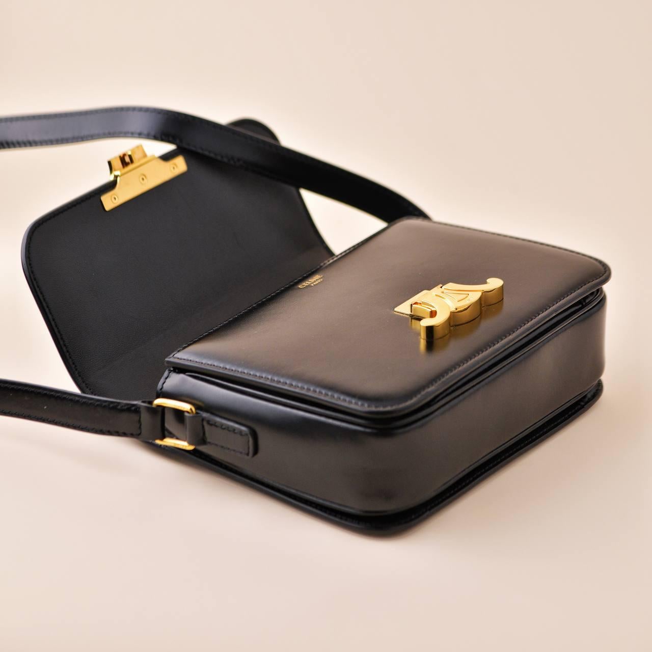Women's or Men's Céline Triomphe Classique Black Calfskin Handbag For Sale