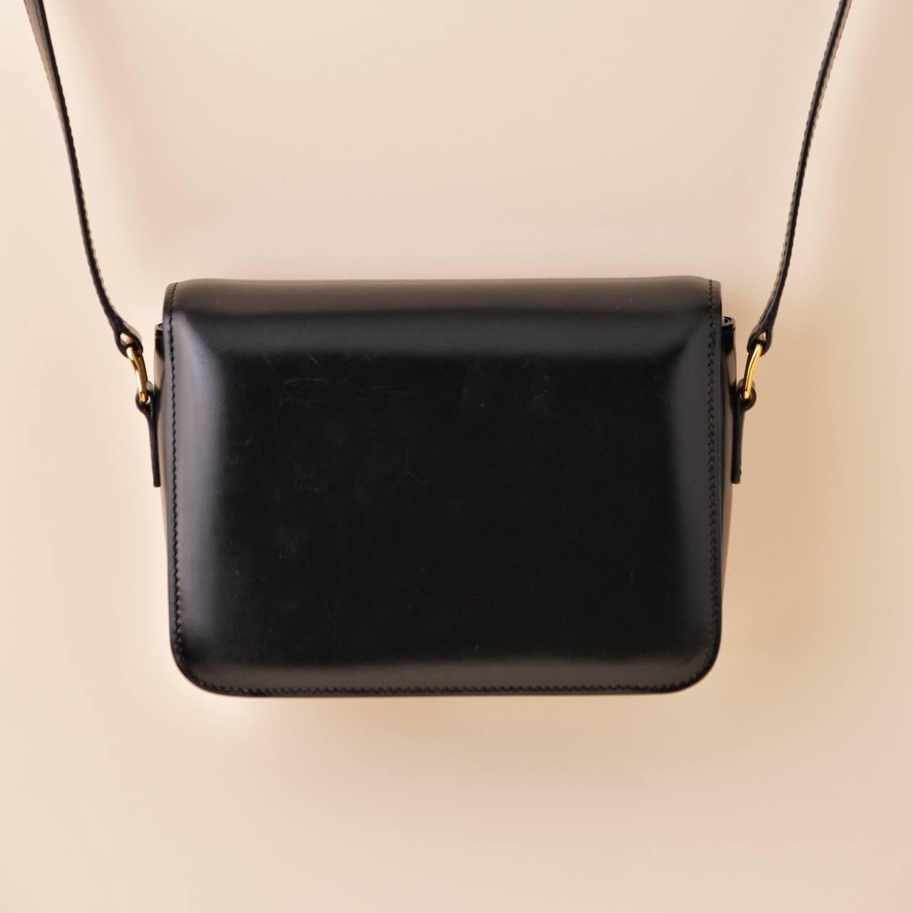 Céline Triomphe Classique Black Calfskin Handbag For Sale 1