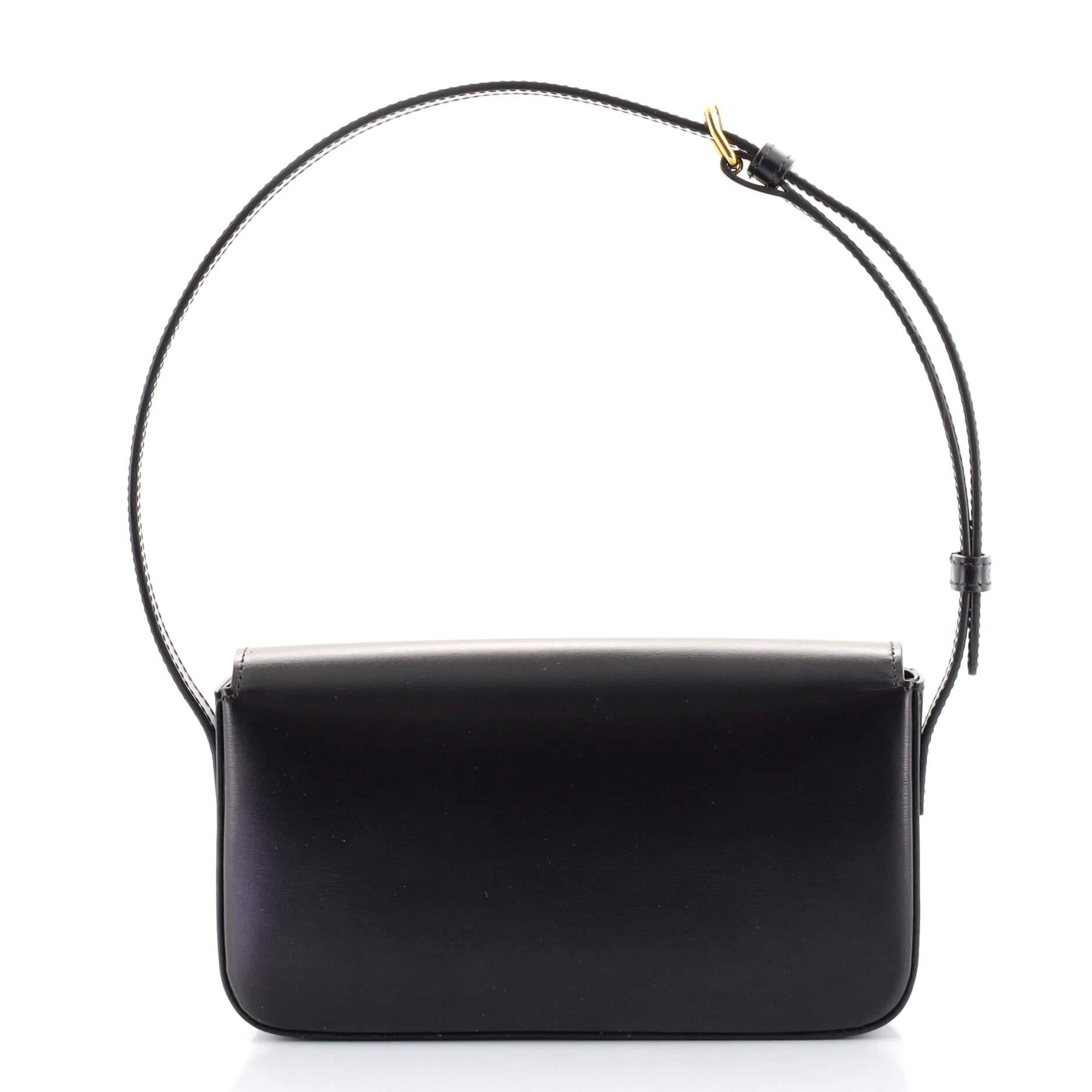 Bolso de hombro Celine Triomphe East-West Piel de becerro lisa Negro