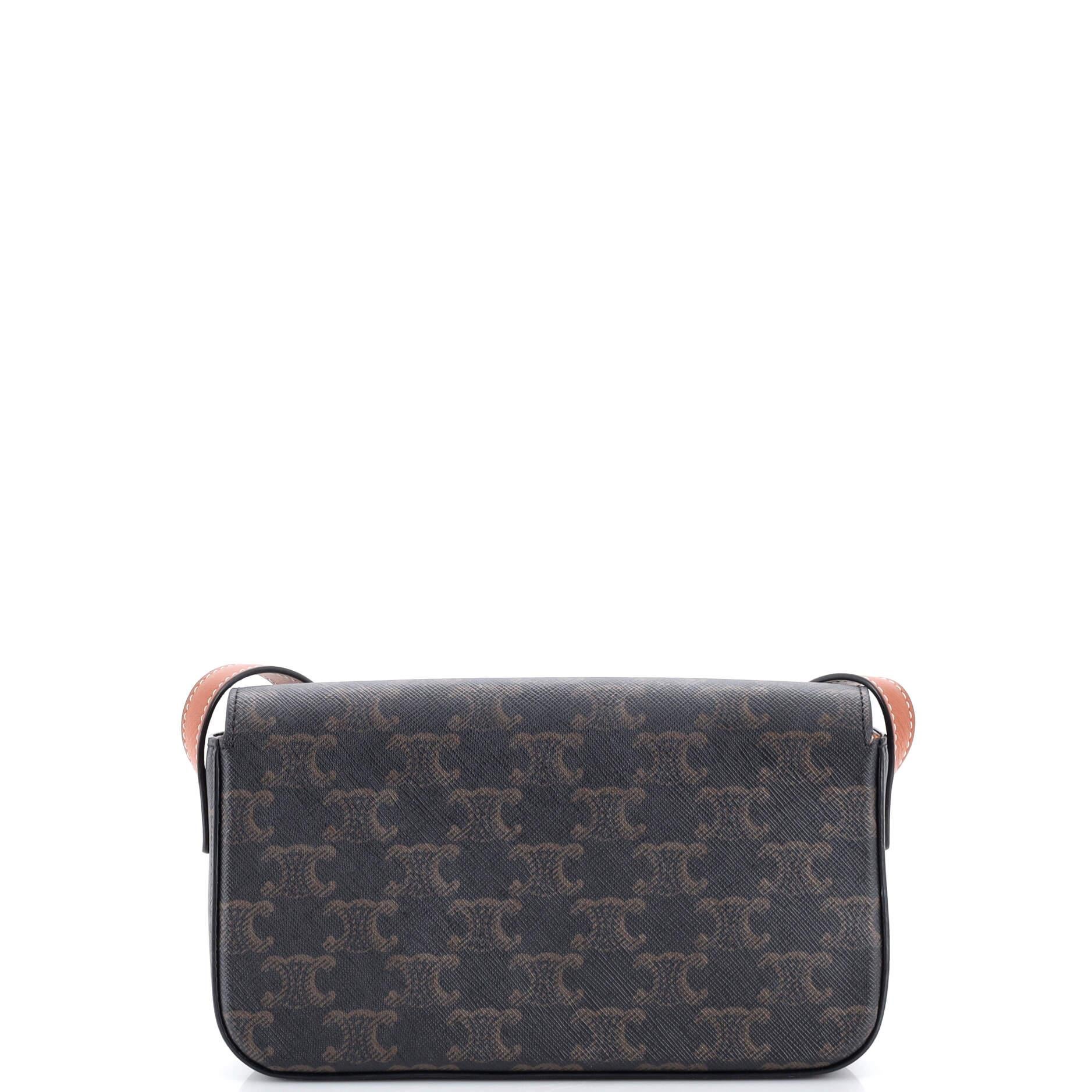 Celine Triomphe East-West Shoulder Bag Triomphe Coated Canvas In Good Condition For Sale In NY, NY