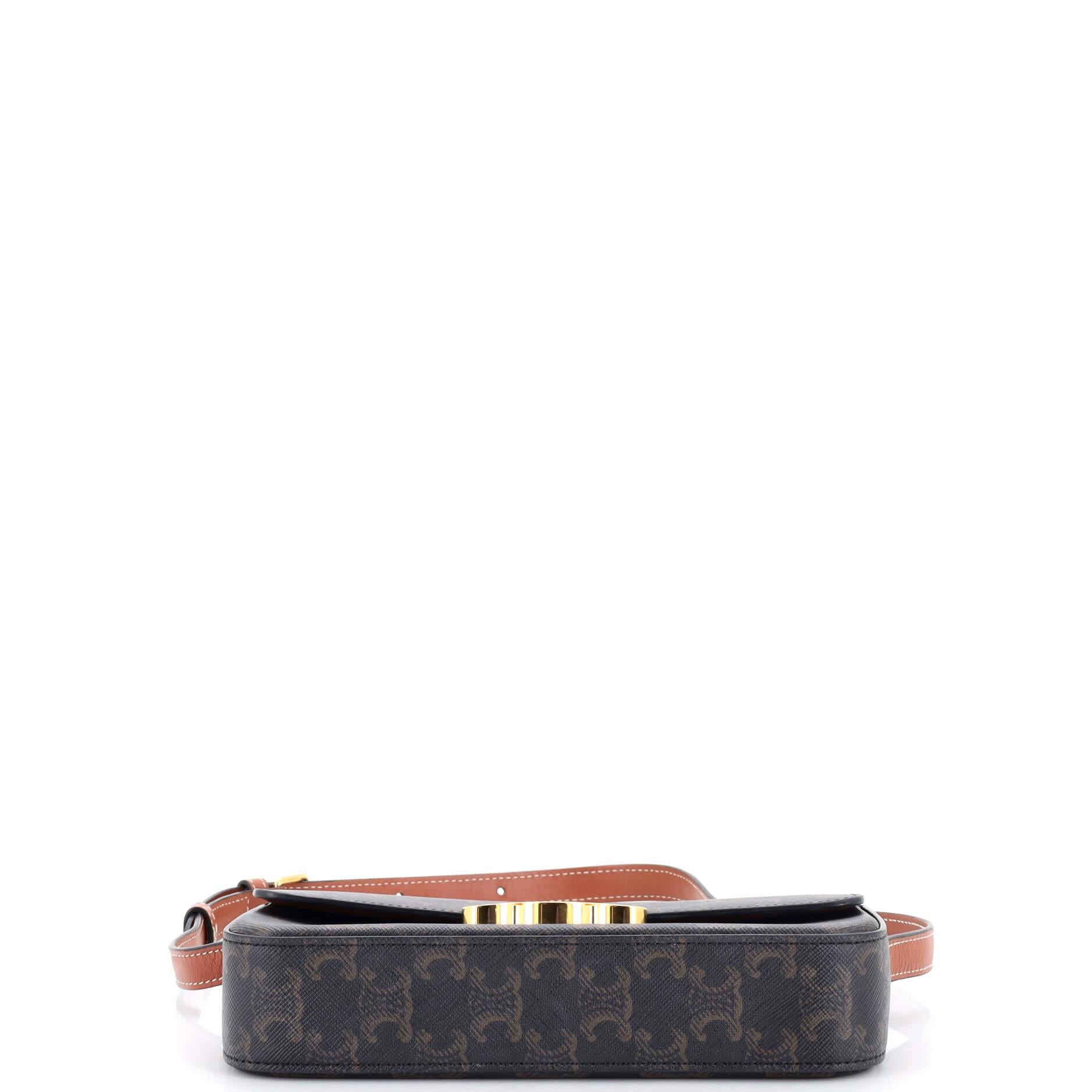 Women's or Men's Celine Triomphe East-West Shoulder Bag Triomphe Coated Canvas For Sale