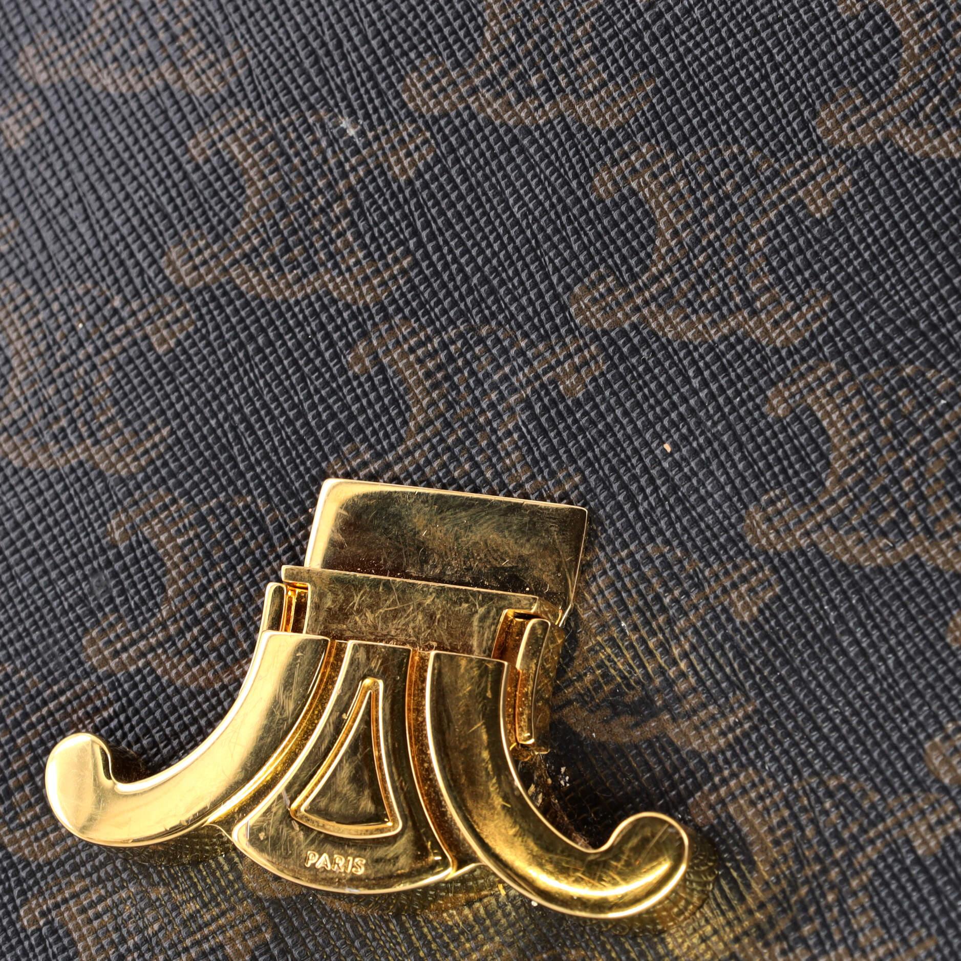 Celine Triomphe East-West Shoulder Bag Triomphe Coated Canvas For Sale 5