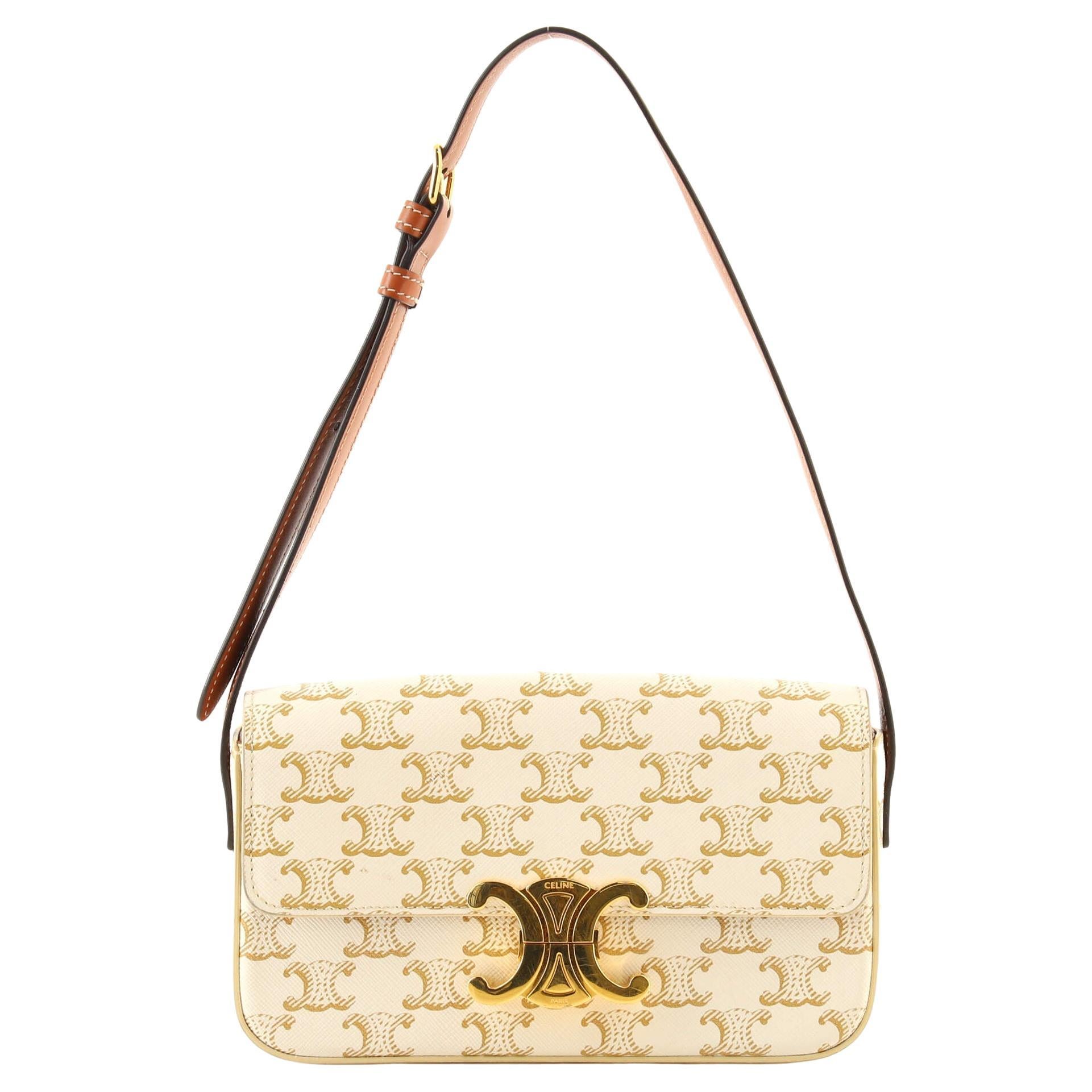 Celine Triomphe EastWest Shoulder Bag Triomphe Coated Canvas at 1stDibs