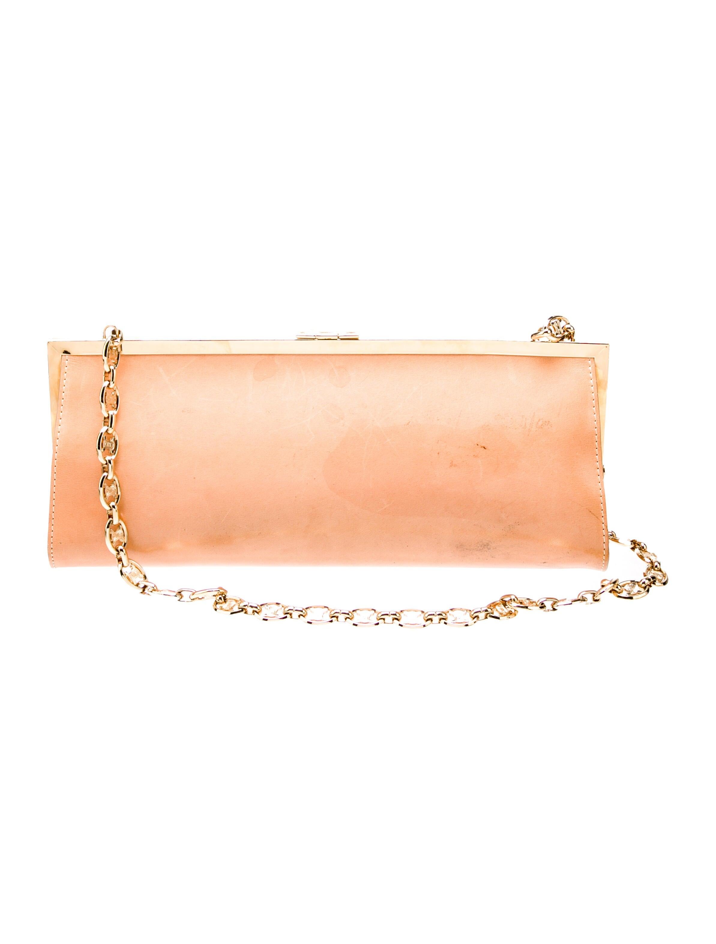 Women's Celine Triomphe Leather Gold Framed Chain Bag For Sale