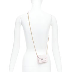 CELINE Triomphe lilac leather logo cardholder on chain crossbody bag