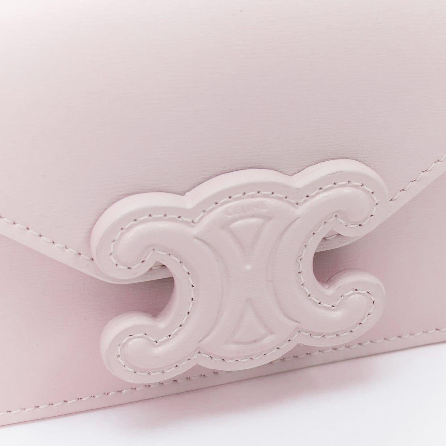 CELINE Triomphe lilac leather logo cardholder on chain crossbody bag For Sale 2