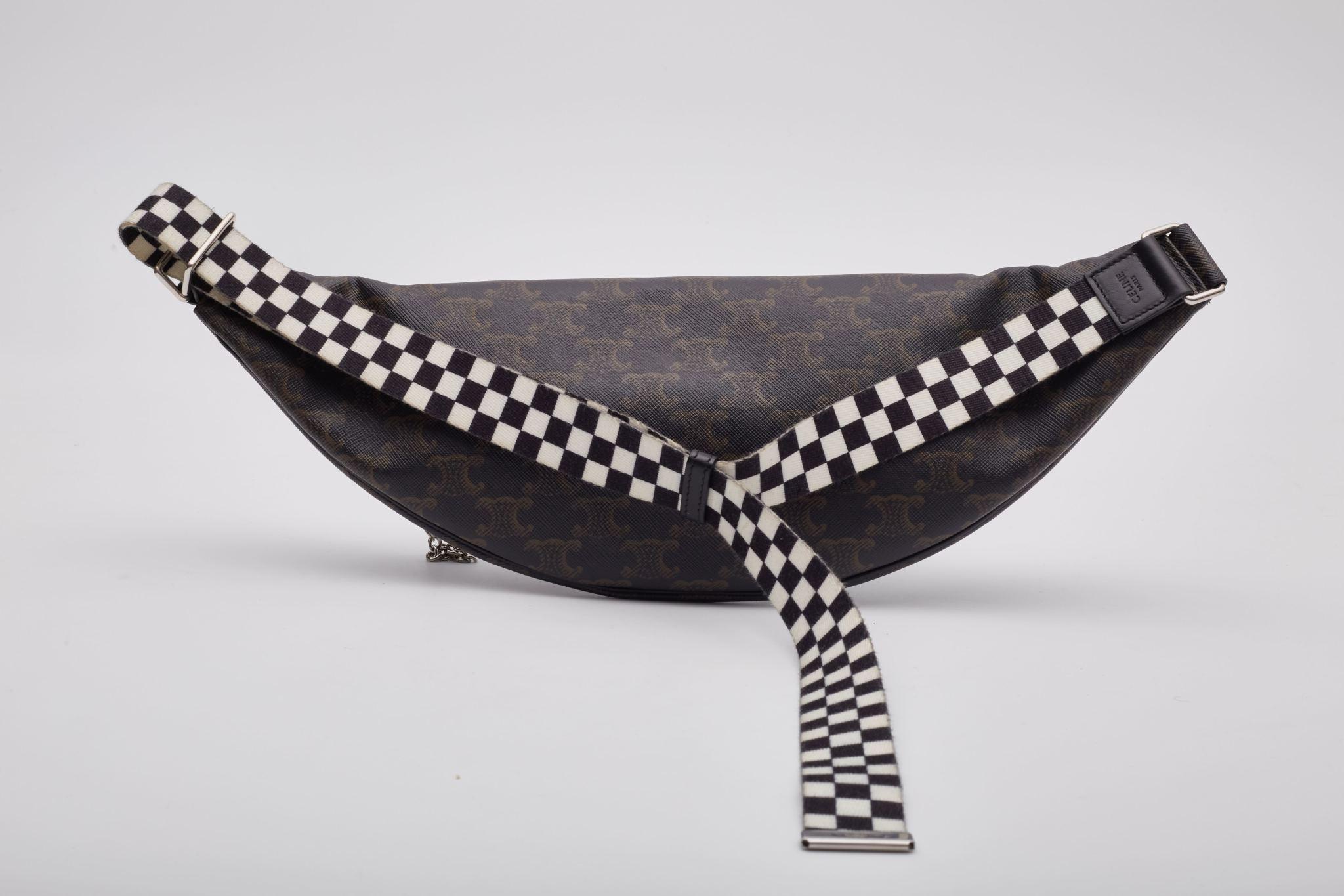 Women's Celine Triomphe Logo Canvas Belt Bag Black For Sale