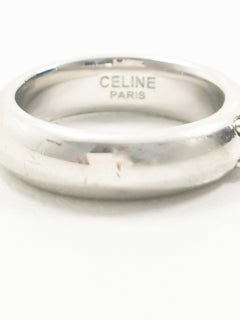 Celine Triomphe Logo Silver Ring Size 52